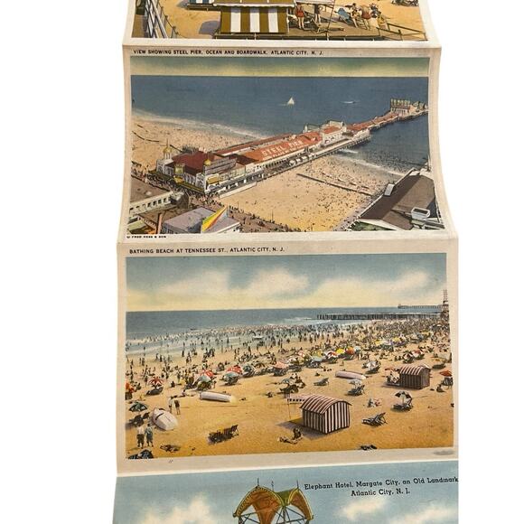 Vtg Souvenir Folder Atlantic City Photos 18 Two Sided Color Scenes 1940's Art - Picture 12 of 13